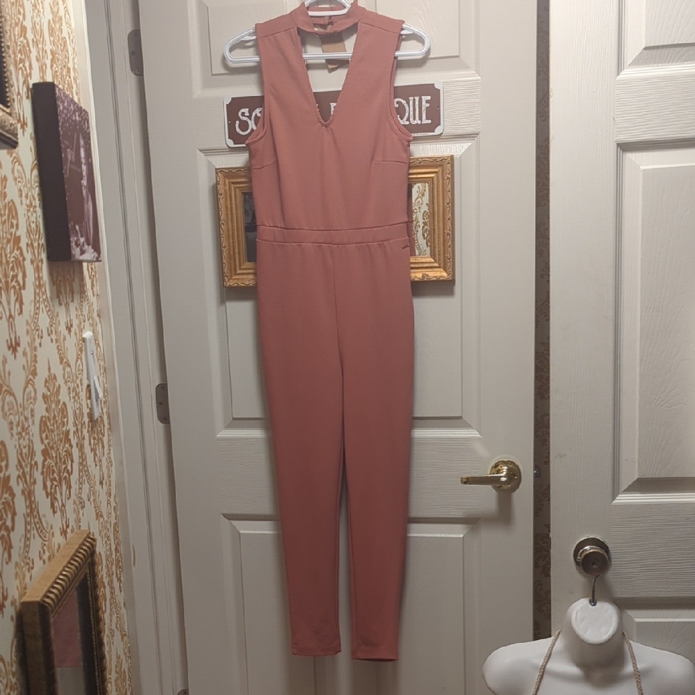 Guess Pink Sleeveless Jumpsuit with V-Neckline